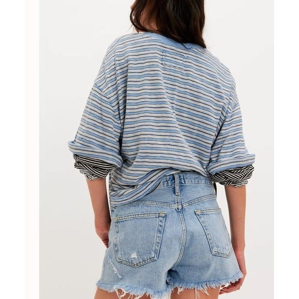AGOLDE Parker Cut Off Denim Blue Shorts Distressed Button Fly 27